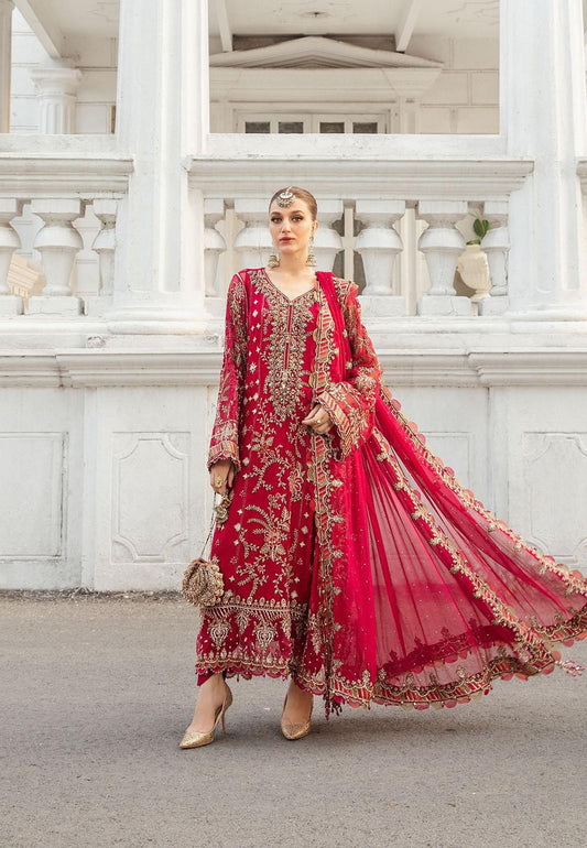 Maria.B 3-Piece Unstitched Suit (RED)