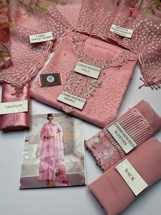 Baroque Organza 3-Piece Suit (PINK)