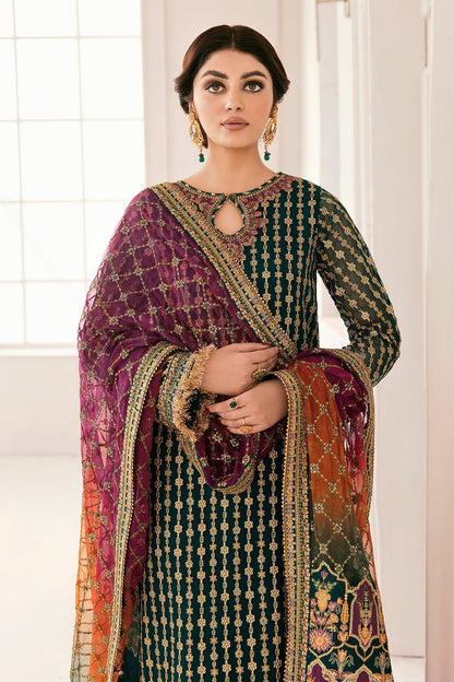 Baroque Chantalee Organza Suit – Luxury Unstitched Embroidered Collection