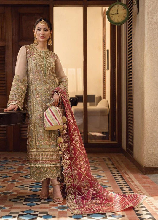 CRIMSON – Luxury Organza Embroidered 3-Piece Suit