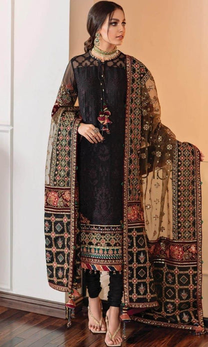 BAROQUE – Organza Embroidered 3-Piece Suit ( BLACK)