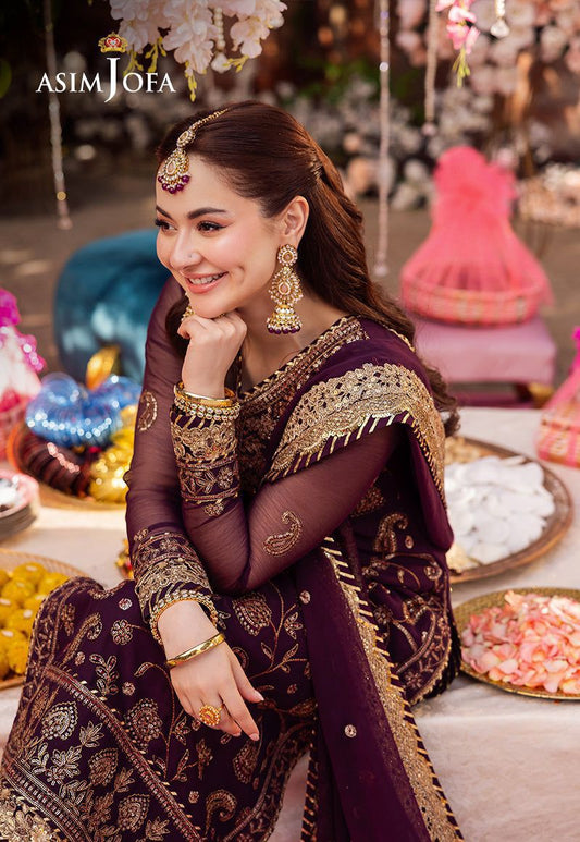 ASIM JOFA – Chiffon Unstitched 3-Piece Suit (MAROON)