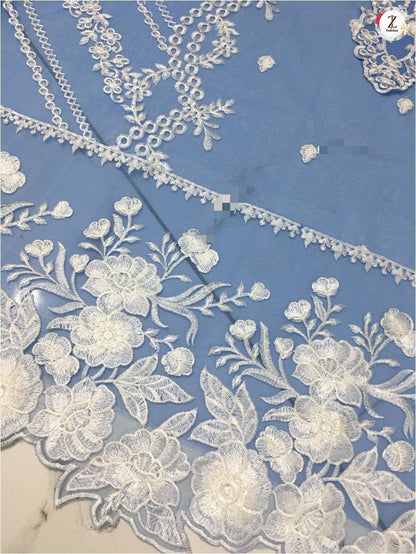 Azure Organza Suit with Thread & Sequins Embroidery