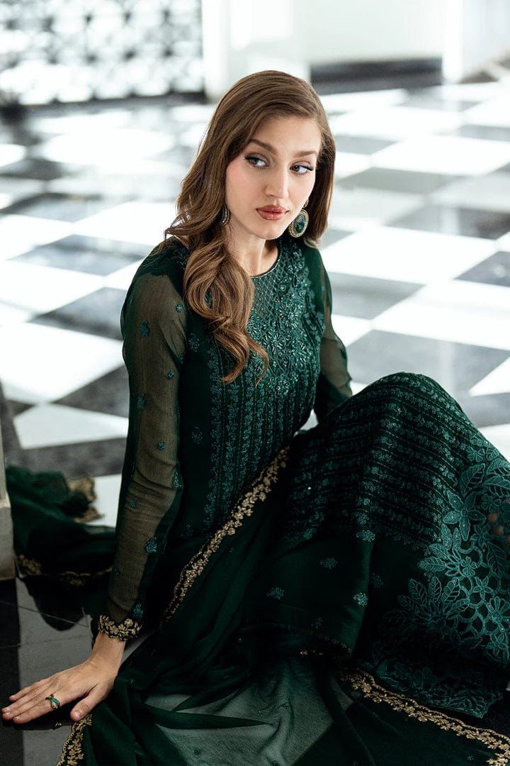 Azure Luxury Chiffon Embroidered – Sequence Work 3-Piece Suit