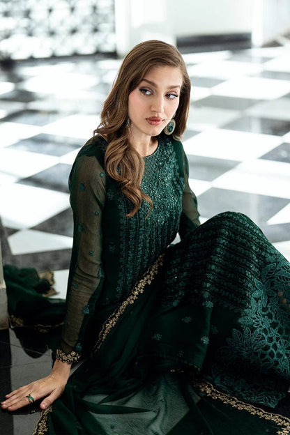 Azure Luxury Chiffon Embroidered – Sequence Work 3-Piece Suit