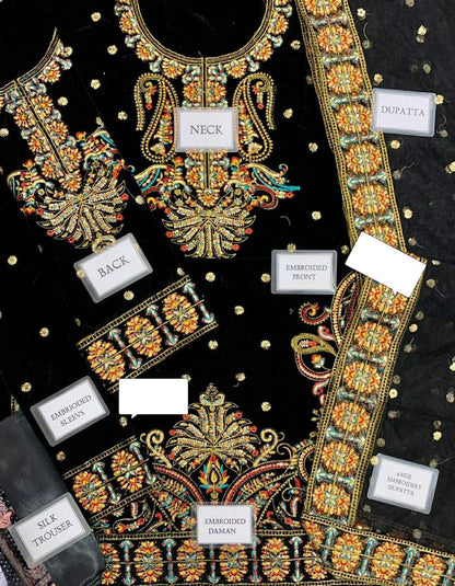 Asim Jofa Velvet Unstitched 3-Piece Suit