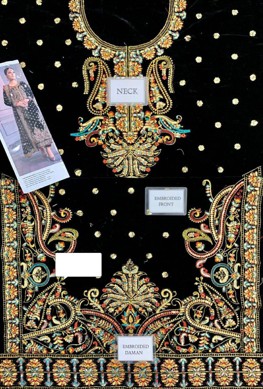 Asim Jofa Velvet Unstitched 3-Piece Suit