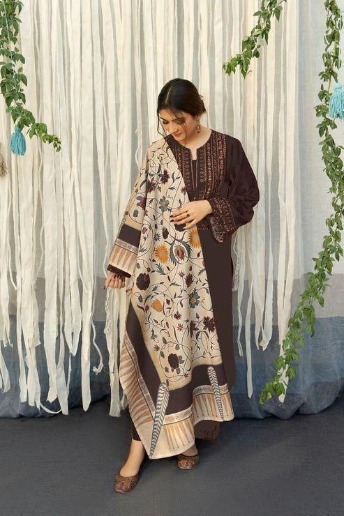 Dhanak 3 Piece Embroidered Suit (Article 23)