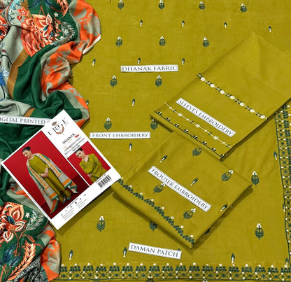 Dhanak 3 Piece Embroidered Suit (Article 24)