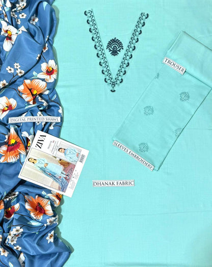 Dhanak 3 Piece Embroidered Suit (Article 28)