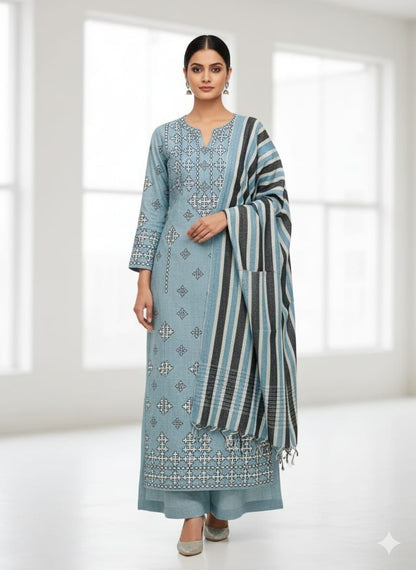 Khaddar Embroidered 3-Piece Unstitched Suit (Article 4)
