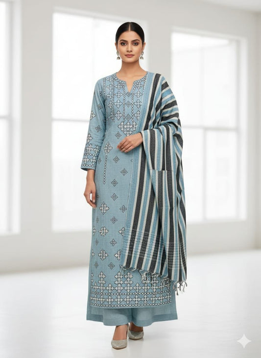 Khaddar Embroidered 3-Piece Unstitched Suit (Article 4)