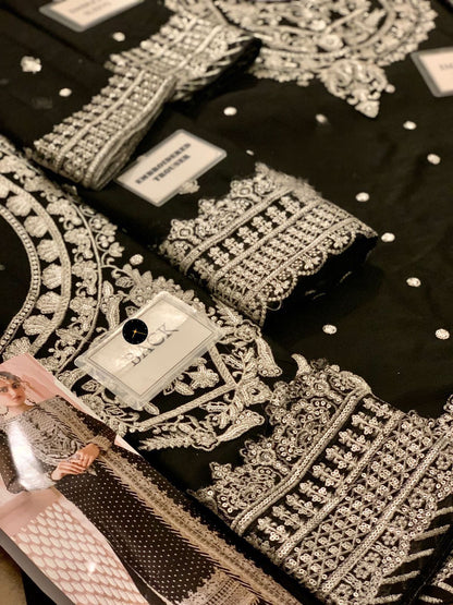 Asim Jofa-Luxury Embroidered Chiffon 3-Piece Suit