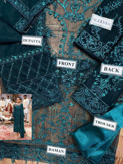 KANWAL MALIK | Luxury Embroidered Organza 3-Piece Suit